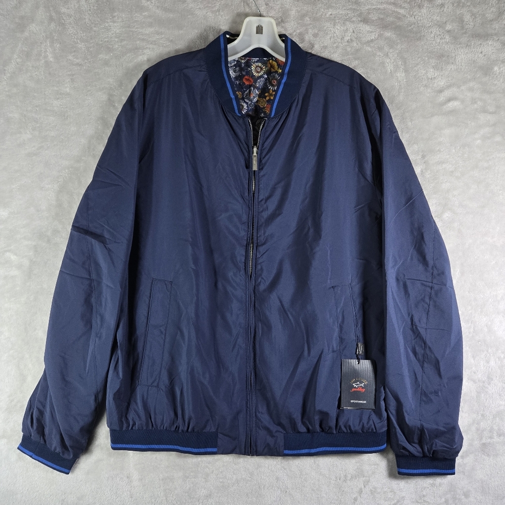 Paul & Shark Reversible Bomber Jacket Large All Over Print Floral 2 in 1 NWT